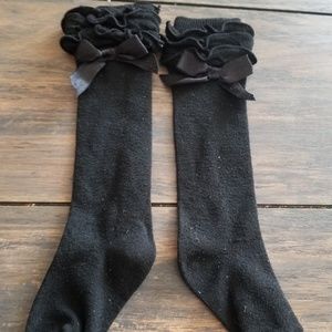 Toddler Girls black ruffle knee socks
